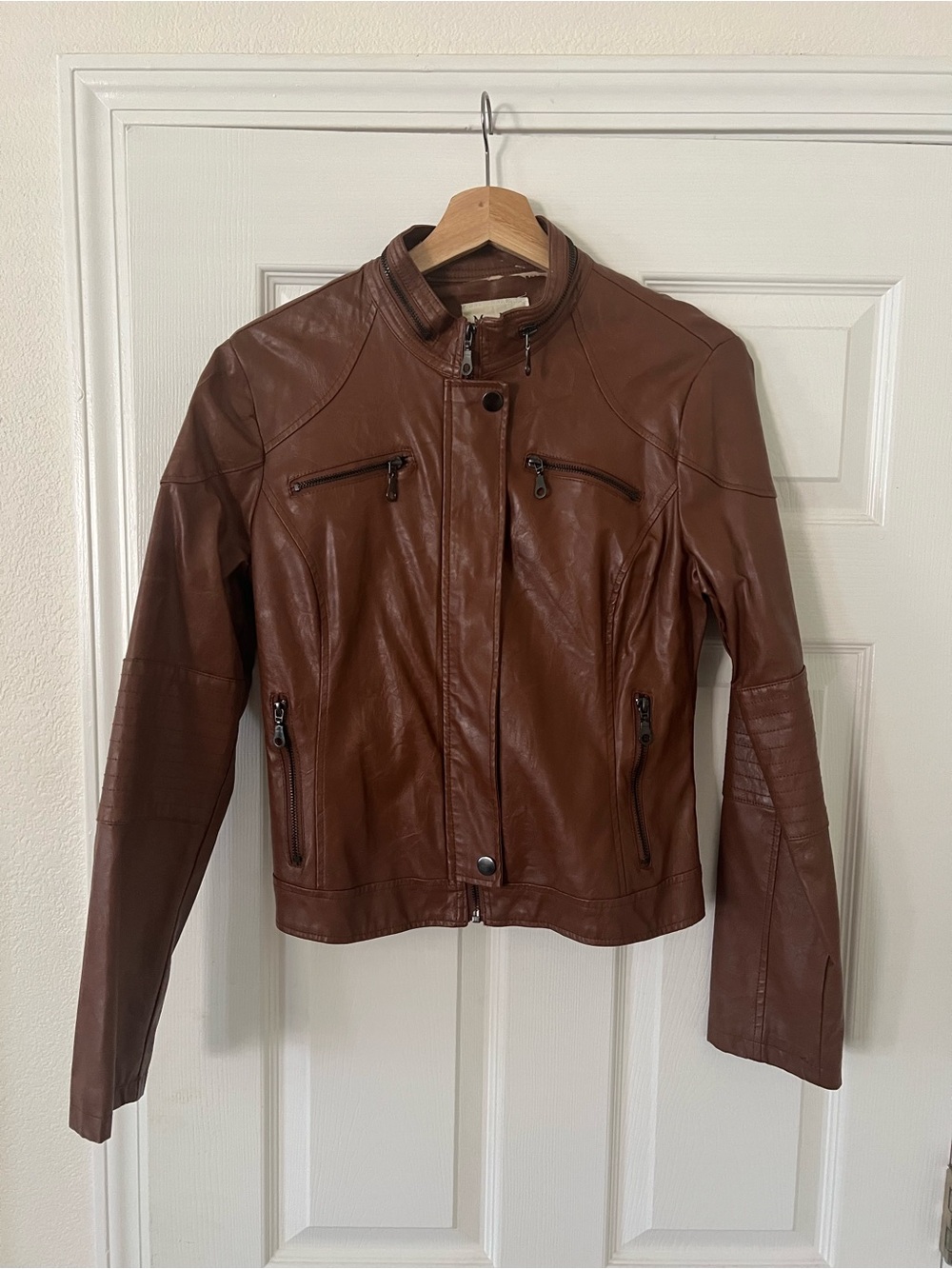 Maralyn & Me Brown Leather Moto Jacket